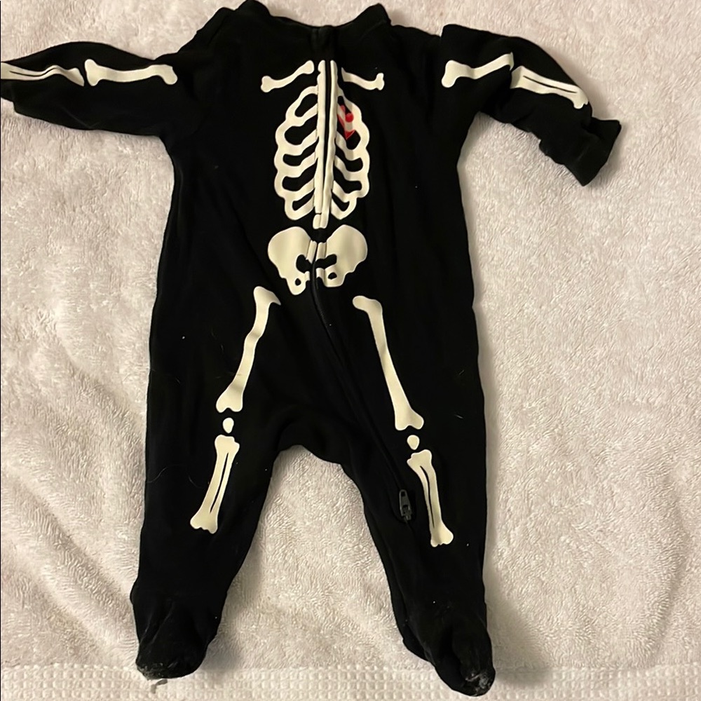 Skeleton Print Black Kids One Piece